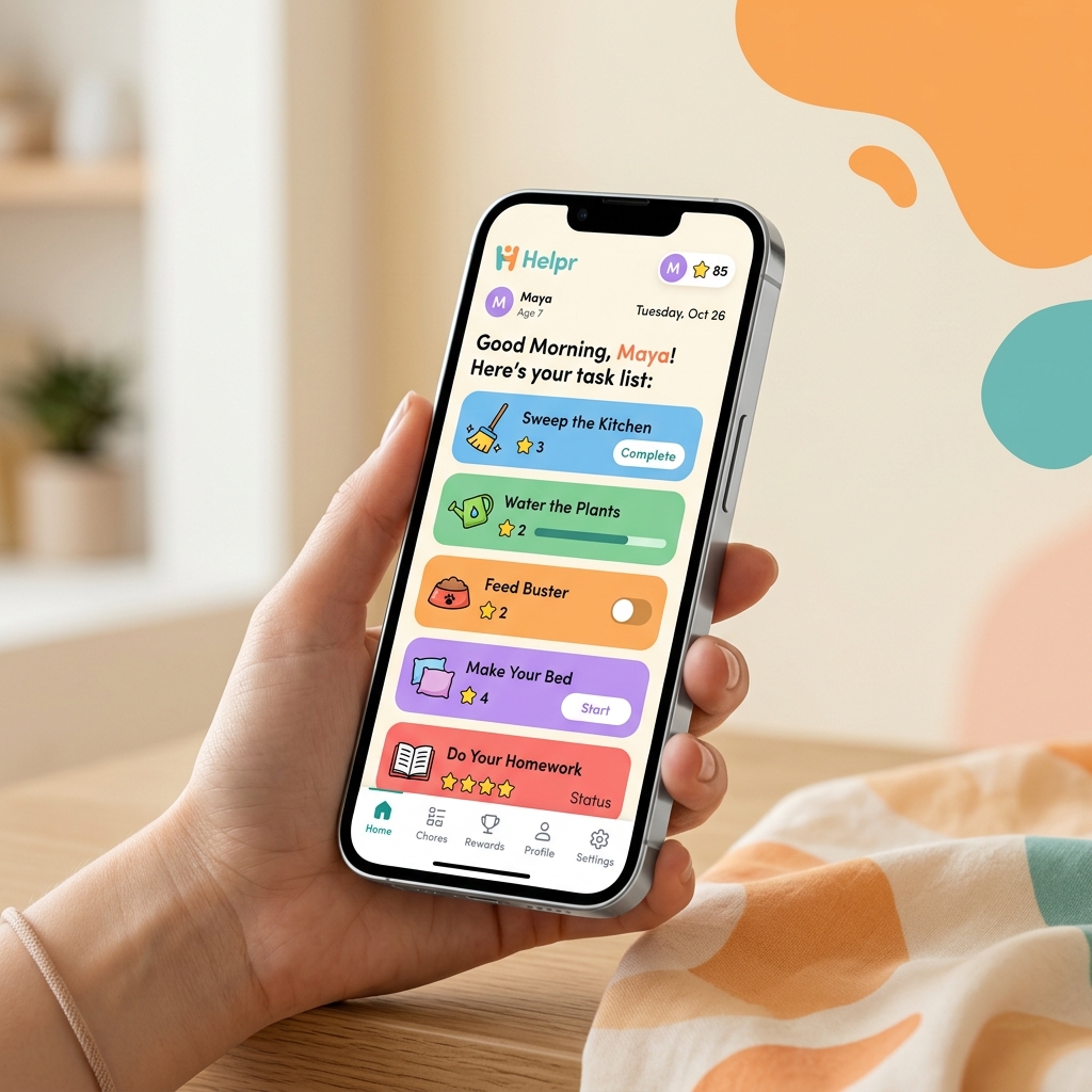Helpr Child Dashboard Mockup
